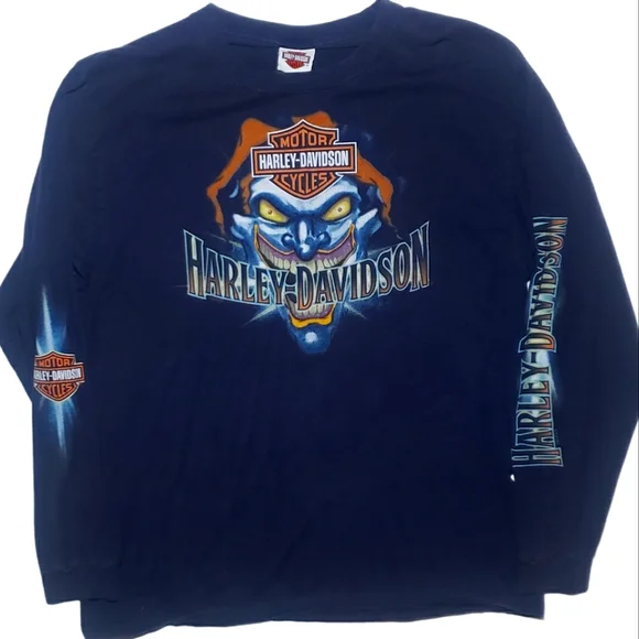 harley Davidson blue flame joker LS tee harley Davidson blue flame joker LS tee